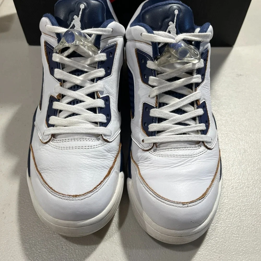 Air Jordan 5 Retro Low Dunk From Above Sneakers Mens US 10 White Navy 819171-135